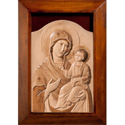 Icono bizantino de la Virgen con el Niño Jesús con marco